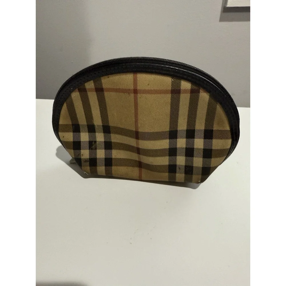 Burberry London Nova Check‎ Netural Cosmetic Bag Vanity Pouch  O
